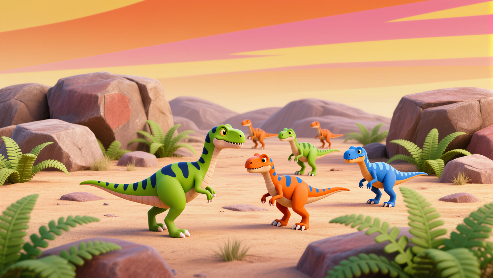 Triassic period landscape with early dinosaurs, 251 to 201 million years ago